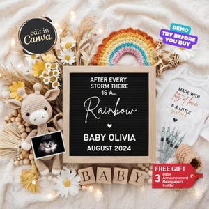 Annuncio di gravidanza IVF digitale, annuncio di bambino arcobaleno, rivelazione di genere neutro, modello di social media, rivelazione di bambino Love & Science
