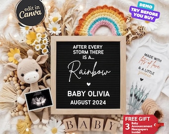 IVF Pregnancy Announcement Digital, Rainbow Baby Announcement, Gender Neutral Reveal, Social Media Template, Love & Science Baby Reveal