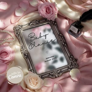 Minimalist Pregnancy Announcement Digital Mirror Template, Gender Neutral Baby Announcement, Social Media Pregnancy Reveal Expecting Parents