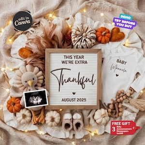 Modèle Faire-part de bébé bohème, Faire-part de grossesse automne numérique, Modèle de carte de vœux pour Thanksgiving, Modèle de faire-part de naissance neutre et modifiable, Réseaux sociaux