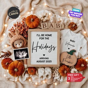 Thanksgiving Baby Announcement, Autumn Baby Reveal, Fall Pregnancy Announcement Digital Editable Social Media Gender Neutral Reveal November