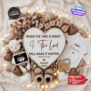 Religious Pregnancy Announcement, Faith Based Baby Announcement Digital, Social Media Template, Christian Pregnancy Reveal, Gender Neutral