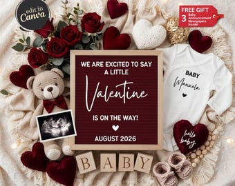 Valentines Day Pregnancy Announcement, Little Valentine Baby Reveal Template, Pregnancy Gender Reveal, February Baby Announcement