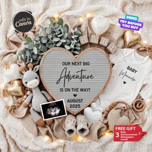 Digital Pregnancy Announcement, Baby Announcement, Baby Reveal, Social Media Reveal, Gender Neutral Reveal, Editable Template, Little Baby