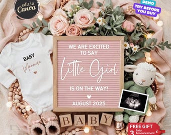 Girl Pregnancy Announcement Digital, Baby Announcement, Girl Gender Reveal, Social Media Reveal, Little Sister, Its a Girl, Baby Girl Reveal