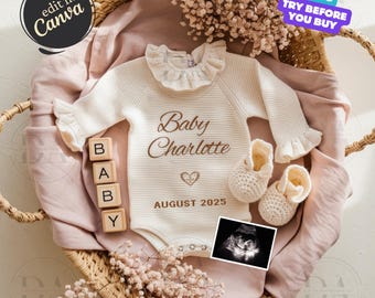 Simple Girl Pregnancy Announcement, Pink Girl Gender Reveal, Boho Baby Girl Announcement, Digital Little Sister Announcement Social Media
