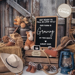 Fall Western Pregnancy Announcement Digital, Cowboy Baby Announcement, Farm Baby Editable Pregnancy Template, Social Media Pregnancy Reveal