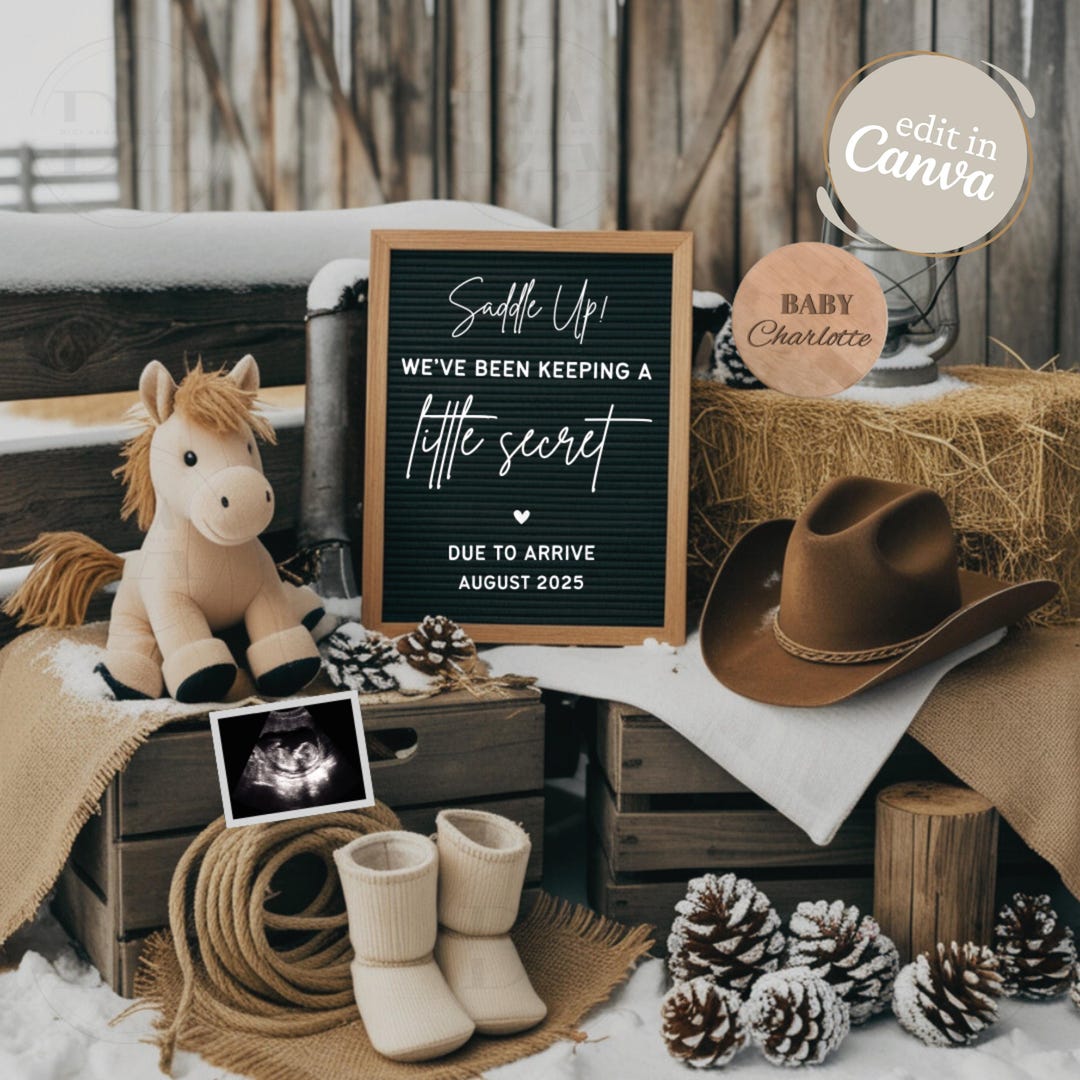Western Pregnancy Announcement Digital, Father's Day First Rodeo Baby ...
