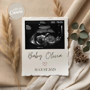 Simple Modern Minimalist Pregnancy Announcement Digital Gender Neutral Boho Baby Announcement Modern Editable Social Media Baby Template