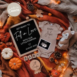 Digital Fall Pregnancy Announcement, Social Media Baby Announcement, Autumn Gender Neutral Reveal, Boy Girl Pregnancy Announce Template
