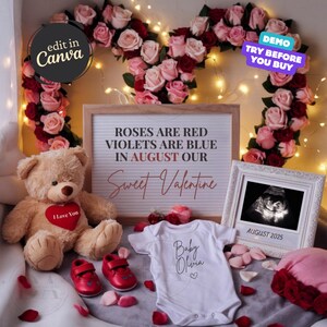 Valentines Pregnancy Announcement, Digital Valentines Day Baby Announcement, Social Media Gender Neutral Reveal, February Little Valentine