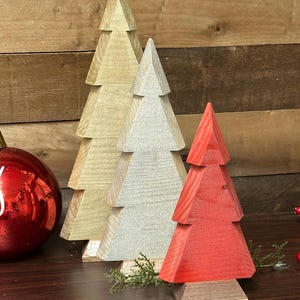 Wooden Christmas tree decor rustic Christmas decor wooden trees Christmas farmhouse decor set of 3