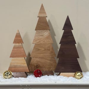 Wooden Christmas tree decor rustic Christmas decor wooden trees Christmas farmhouse decor set of 3