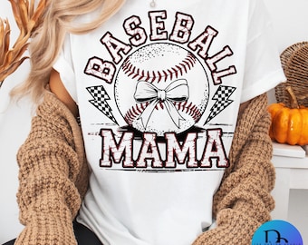 Baseball Mama PNG Kokette Retro Karierte Sublimationsdesign für Spieltag Baseball Mom Shirt Digitaler Download Trendige sportliche Grafik