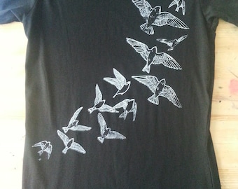 Tree Swallows, printed ladies' tee