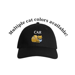 Bilkatt Ostrukturerad Dat Hatt Justerbar Bälteshälla Loafed Cat Dad Style 100% Bomull Dad Cap med Anpassningsbar Bilfärgsbroderi