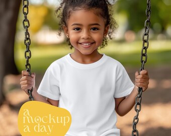 Black Girl Bella Canvas 3001T White T-Shirt Mockup (Digital Download)