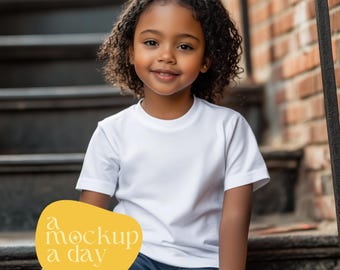 Black Girl Bella Canvas 3001T T-Shirt Mockup (Digital Download)
