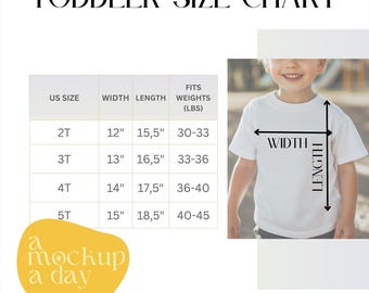 Bella Canvas 3001T Toddler Size Chart Mockup (Digital Download)