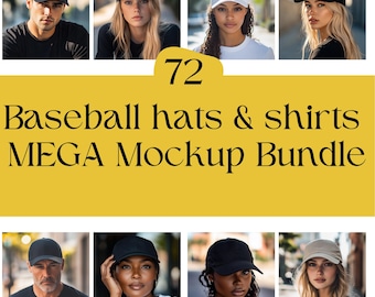 72 Baseball Cap Mockup Bundle | Low Profile, Dad Hat (Digital Download)
