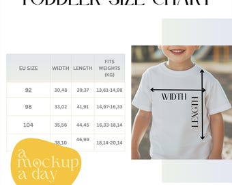 Bella Canvas 3001T Toddler Size Chart Mockup (Digital Download)