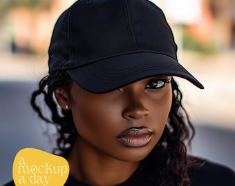 Baseball hat mockup | Black modeling mockup | Female model mockup | Trendy hat mockup | Mock up cap