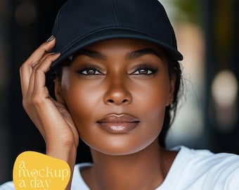 Baseball hat mockup | Black modeling mockup | Female model mockup | Trendy hat mockup | Mock up cap