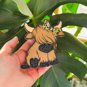 Ambientador para coche Highland Cow, ambientador para coche con forma de animal, Farm Freshie, hecho a pedido, regalos para mujeres y hombres, ambientador para coche con forma de vaca