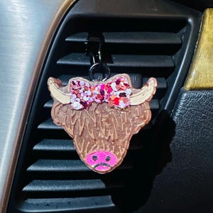 Highland Cow Vent Clip Set of 2, Car Freshie Set (2), Car Scents, Air Fresheners, Highland Cow Freshie, Highland Cow Vent Clip, Cow Freshie
