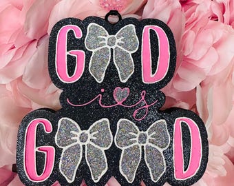 Dios es bueno Freshie, Coquette Bow Freshie, Christian Freshie, Ambientador para coche, Hecho a medida, Accesorios para coche, Decoración para coche, Freshy
