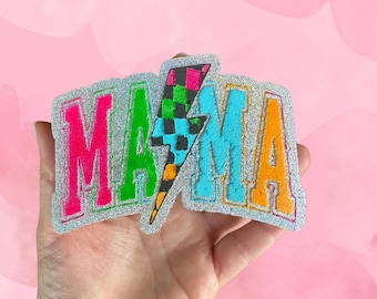 Mama Checkered Lightning Bolt Freshie, Girly Freshie, Car Air Freshener, Made to Order, Mama Freshie, Women's Coworkers Friends Gift