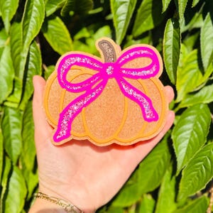 Pumpkin with Bow Freshie, Coquette Bow Freshie, Car Air Freshener, Made to Order, Customizable Scent and Colors, Fall Air Freshener