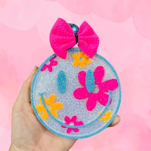Smiley Face Freshie Car Air Freshener, Floral Design, Women&#39;s Mens Gifts, Car Accessory, Car Decor, Freshie, Stocking Stuffer, Unique Gift