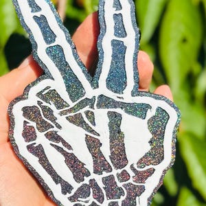 Skeleton Peace Sign Freshie, Halloween Freshie, Car Air Freshener, Made to Order, Car Accessories, Car Decor, Freshie, Freshy