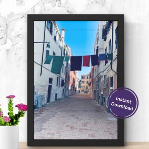 Stampa a colori della strada della città di Venezia, stampa di Venezia, poster di viaggio in Italia, fotografia, poster stampabile di Venezia, download digitale ad alta risoluzione