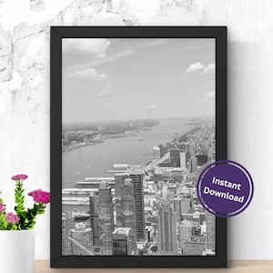 Hudson River Print Black and White, New York Print, New York Travel Poster, Hudson River Printable Poster, High-Resolution Digital Download