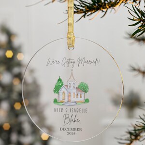 Adorno de anuncio de compromiso personalizado: regalo de compromiso de boda personalizado / Guardar la fecha