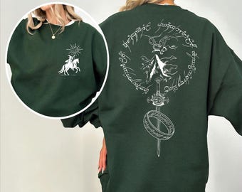 Fantasy Tree Sword Sweatshirt, Mythical Warrior Symbol Design, Ancient Language Graphic, Fantasy Gift Idea, Gifts for Book Lovers