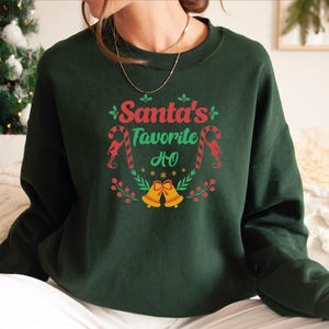 Santa&#39;s Favorite HO Christmas Sweatshirt,Best Friend Xmas Gift,Funny Matching Christmas Tee,Couple Xmas Shirt,Funny Santa HO Shirt
