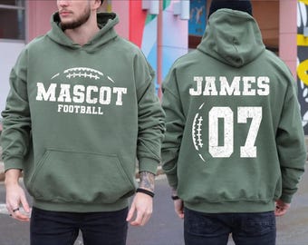 Custom Football Hoodie, Mascot Name Sweatshirt, Personalized Number, Senior Gift