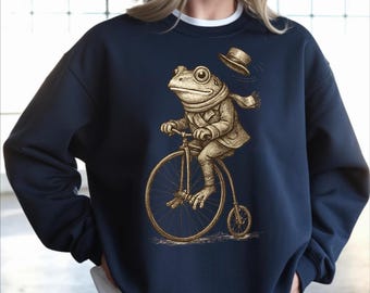 Sudadera vintage de rana, sudadera con capucha de sapo elegante, ropa de Dark Academia, estilo cottagecore