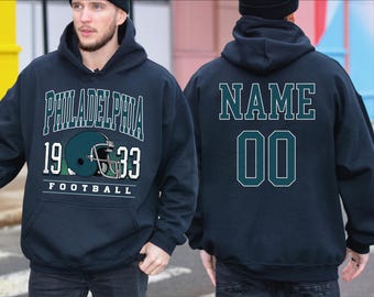Custom Philadelphia Football Sweatshirt, Personalized Philly Hood, Retro Game Day
