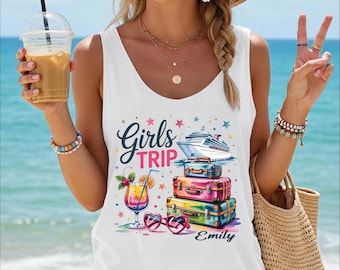 Custom Girls Trip 2026 Cruise Shirt, Racerback Tank Top, V Neck Tee, Summer Vacation