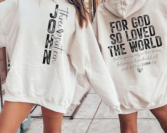 Sudadera con capucha de Juan 3:16, sudadera cristiana con estampado en la espalda, regalo religioso de moda