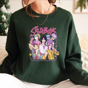 Saja Boys Boy Band Sweatshirt Hoodie | Kpop Demon Hunters Movie Pullover | Retro Bootleg Anime Sweater | Demon Hunters Merch Hoodie