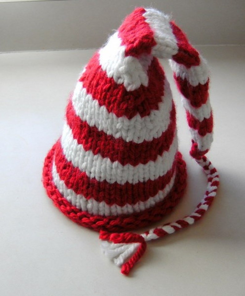 Christmas Hat Stocking Hat Candy Cane Hat Knit Chunky Etsy
