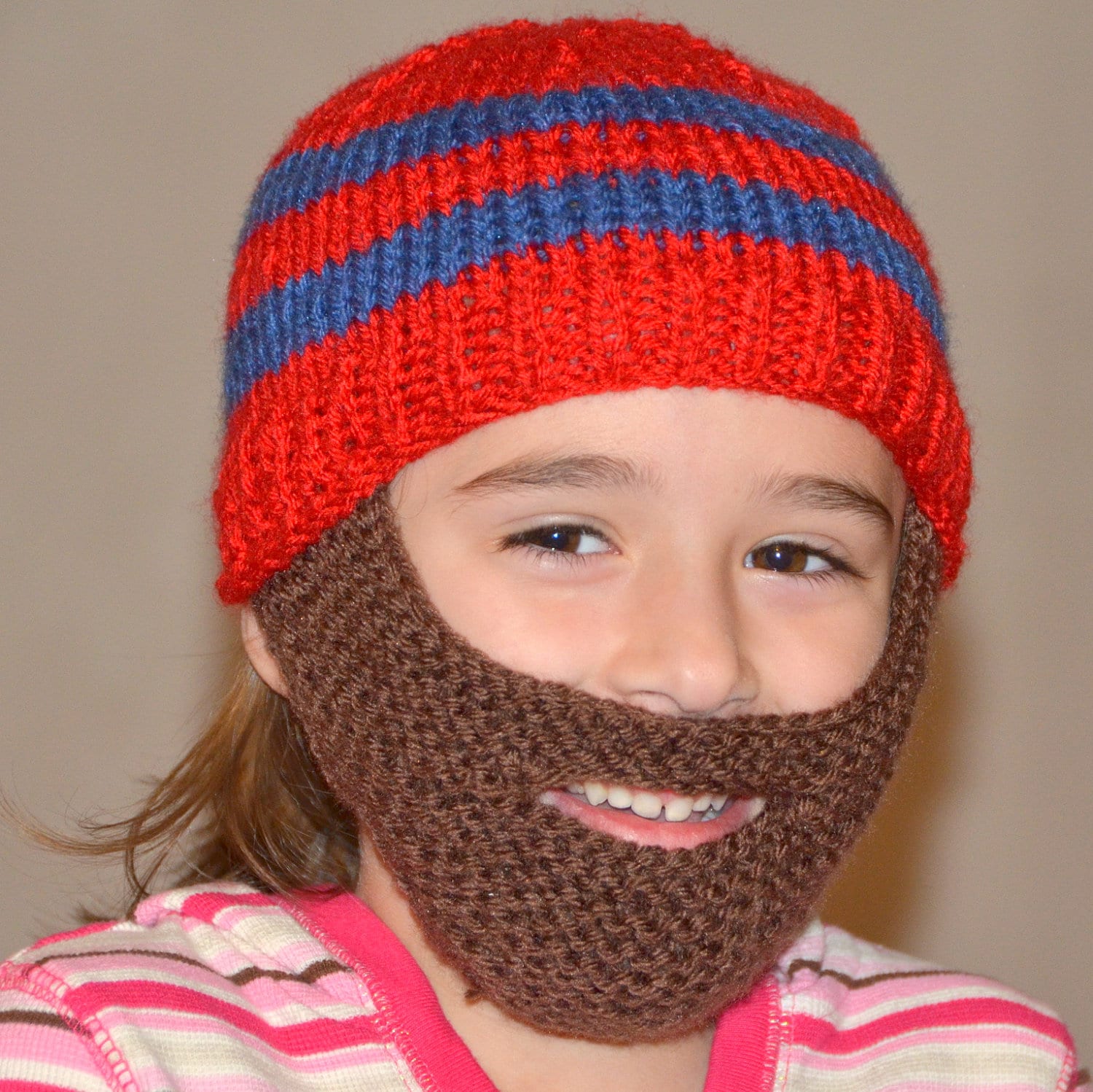 Beard Hat Knitted Beard Beanie Kidsall Sizes All Colors Etsy