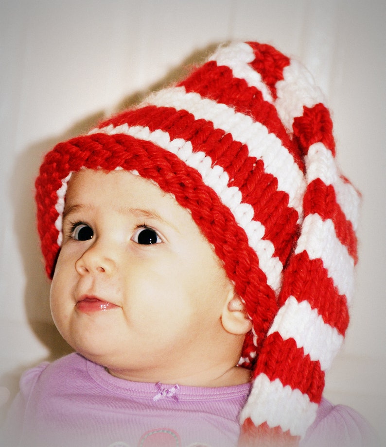Christmas Hat Stocking Hat Candy Cane Hat Knit Chunky Etsy