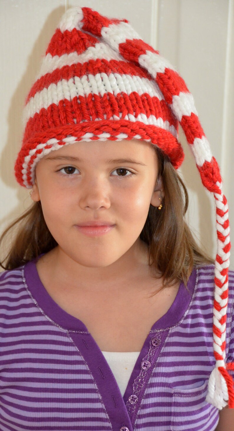 Christmas Hat Stocking Hat Candy Cane Hat Knit Chunky Etsy
