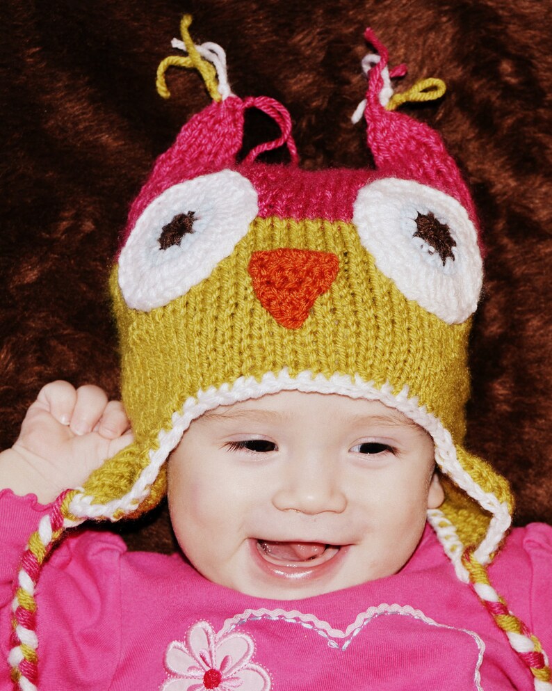 Baby Owl Hat Beanie Knitted All Sizes All Colors Etsy